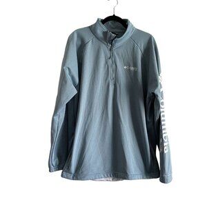 Columbia PFG Men SZ XL Storm/White 1/4 Zip Collared Long Sleever Pullover Jacket